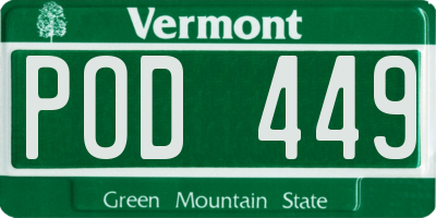 VT license plate POD449