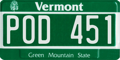 VT license plate POD451