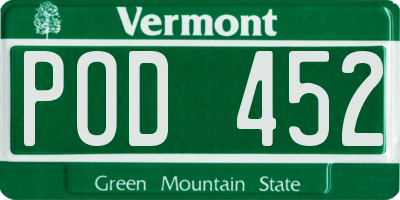 VT license plate POD452