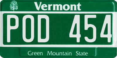 VT license plate POD454