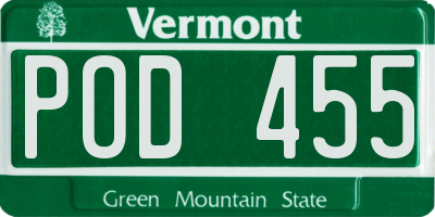 VT license plate POD455