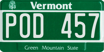 VT license plate POD457
