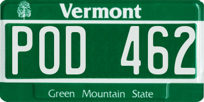 VT license plate POD462