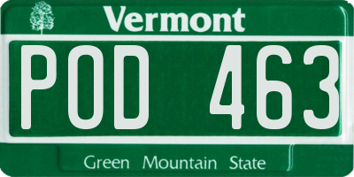 VT license plate POD463