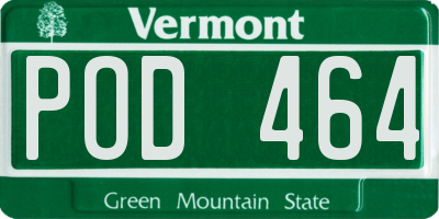 VT license plate POD464