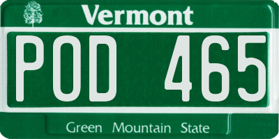 VT license plate POD465
