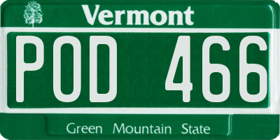 VT license plate POD466