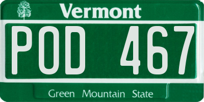 VT license plate POD467