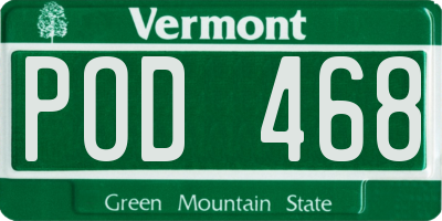 VT license plate POD468