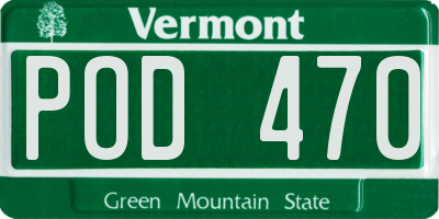 VT license plate POD470
