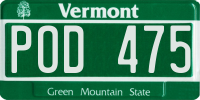 VT license plate POD475