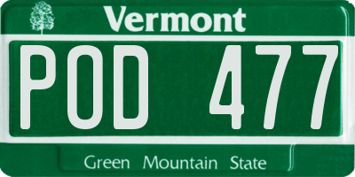 VT license plate POD477