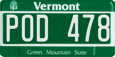 VT license plate POD478