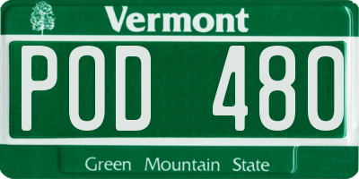 VT license plate POD480