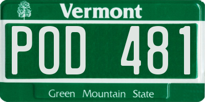 VT license plate POD481