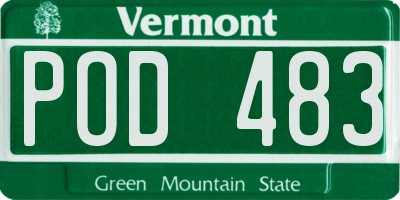 VT license plate POD483