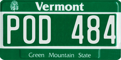 VT license plate POD484