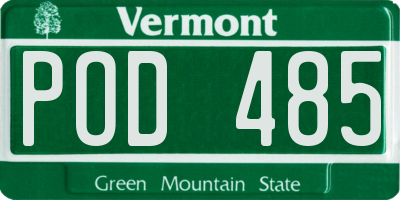 VT license plate POD485