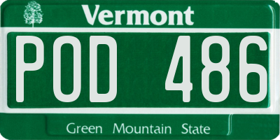 VT license plate POD486