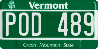 VT license plate POD489