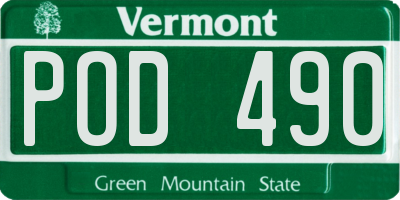 VT license plate POD490
