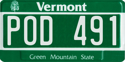 VT license plate POD491