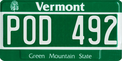 VT license plate POD492