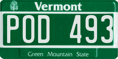 VT license plate POD493