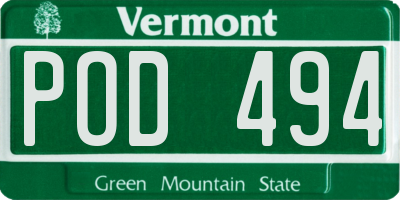 VT license plate POD494