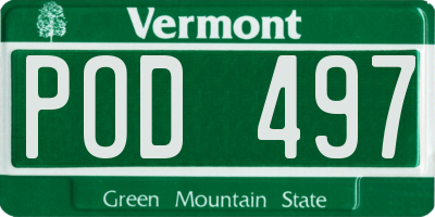 VT license plate POD497