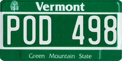 VT license plate POD498