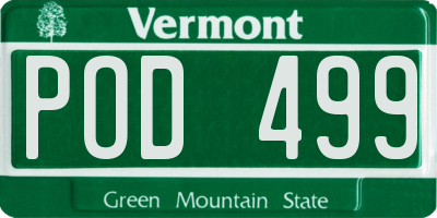 VT license plate POD499