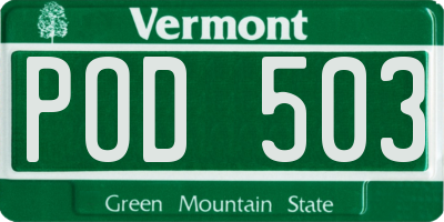 VT license plate POD503