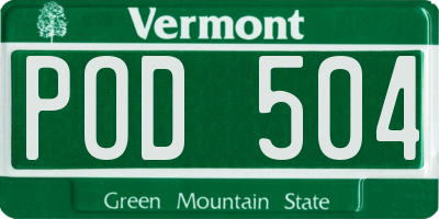 VT license plate POD504