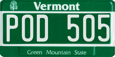 VT license plate POD505