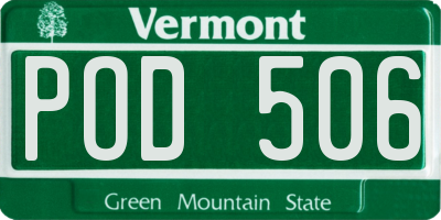 VT license plate POD506