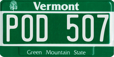 VT license plate POD507