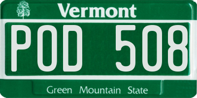 VT license plate POD508