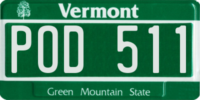 VT license plate POD511