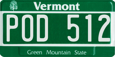 VT license plate POD512
