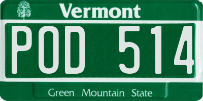VT license plate POD514