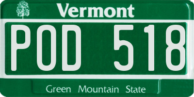 VT license plate POD518