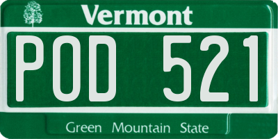VT license plate POD521
