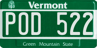 VT license plate POD522