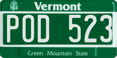 VT license plate POD523
