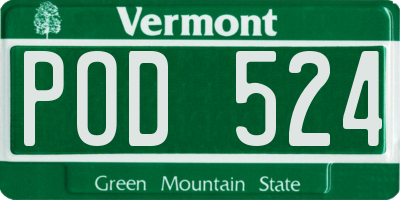 VT license plate POD524