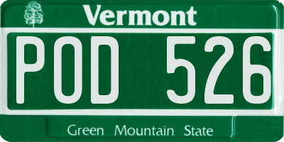 VT license plate POD526