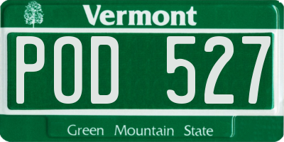 VT license plate POD527