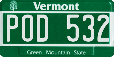 VT license plate POD532