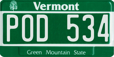 VT license plate POD534